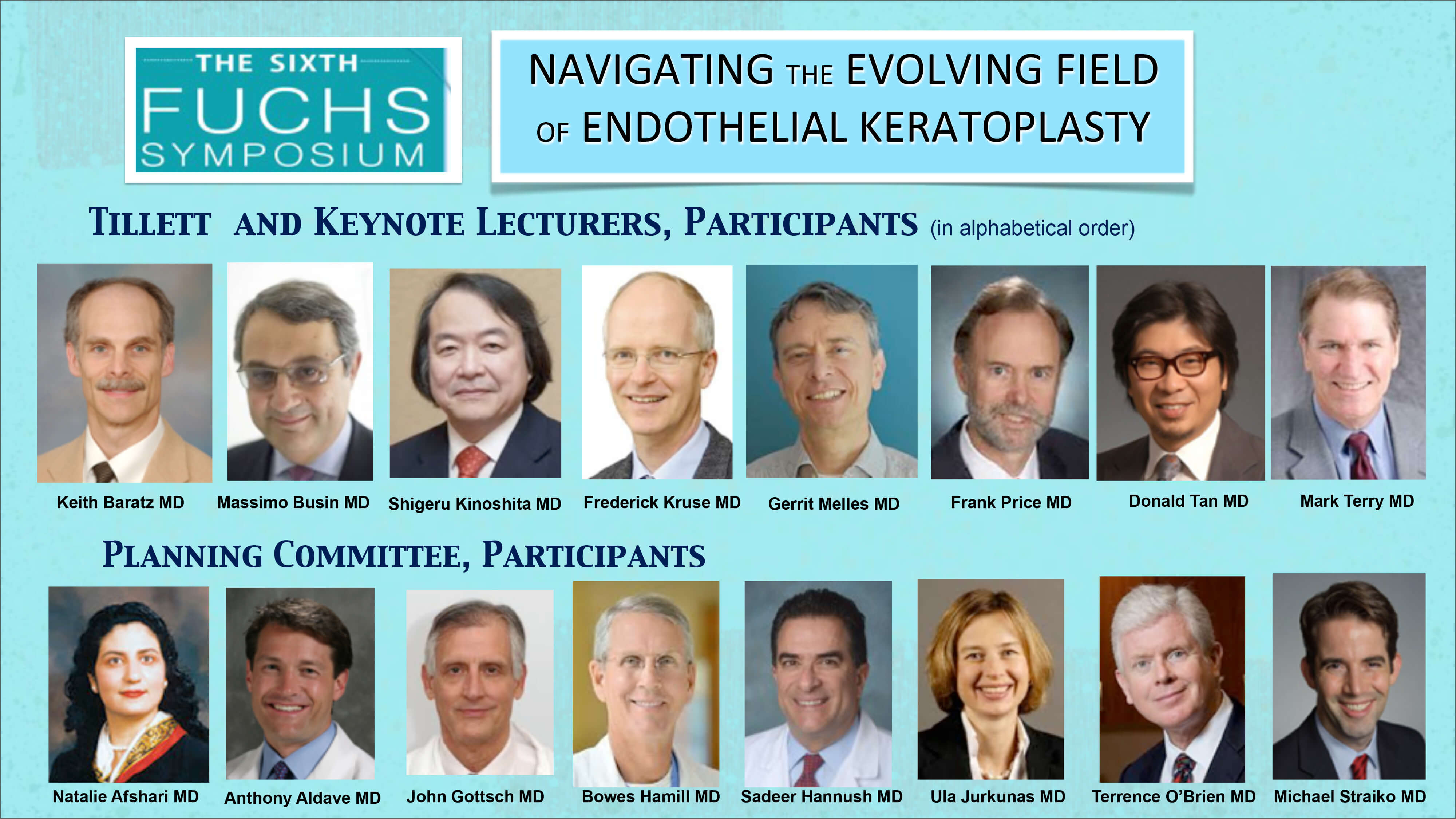 PowerPoint Presentation Fuchs VI Symposium 2018 Faculty list 1